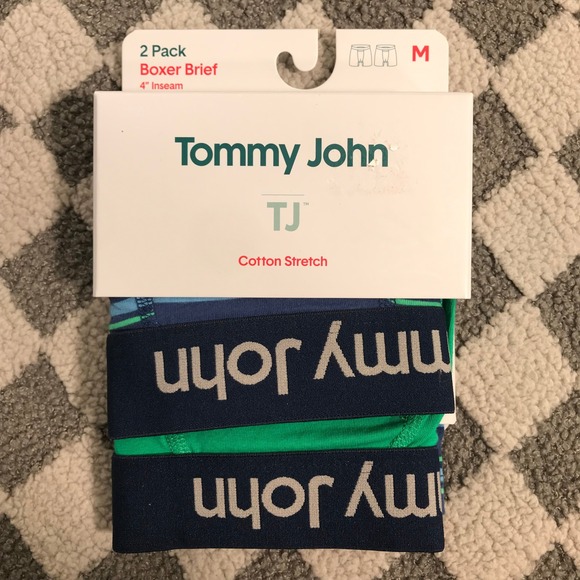 Tommy John Boxer Briefs 2 Pack Medium Cotton Stretch Comfort Striped Underwear - Picture 1 of 8